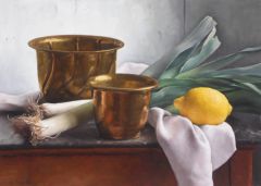 Brass, Leeks and Lemon 33 x 46 cm