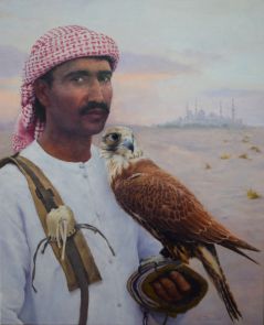 Young Man with Falcon 61 x 50 cm