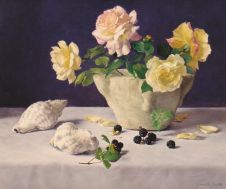 Roses, Coquillages et Mures 22 x 35 cm