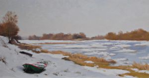 Loire, Rives Enneigées 21 x 33 cm